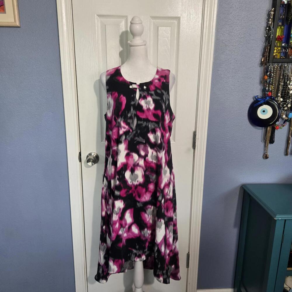 NWOT Alfani Women's 10 Sleeveless Floral Print Dress High-Low Sleeveless Pink